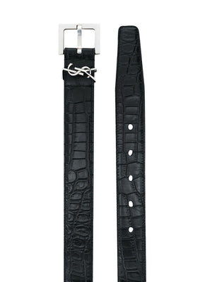 SAINT LAURENT PARIS Elegant Logo Leather Belt for Women