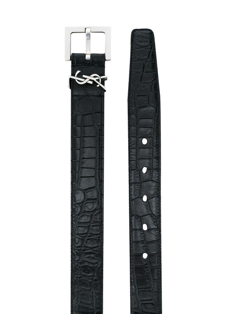 SAINT LAURENT PARIS Elegant Logo Leather Belt for Women