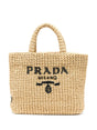 PRADA Mini Crochet Raffia Shopping Tote - 24 x 24 x 8 cm