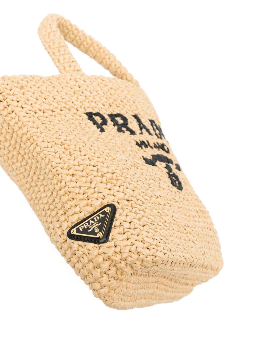 PRADA Mini Crochet Raffia Shopping Tote - 24 x 24 x 8 cm