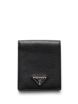 PRADA Grained Leather Bi-Fold Wallet - Compact Elegance (W 11 x H 9.5 cm)