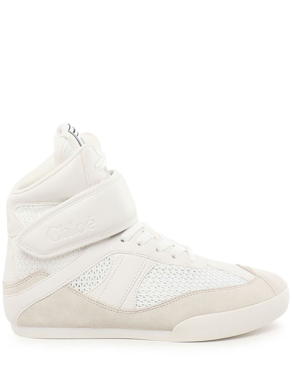 CHLOÉ High-Top Mesh and Suede Sneakers