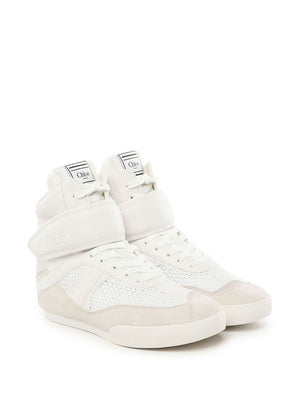 CHLOÉ High-Top Mesh and Suede Sneakers