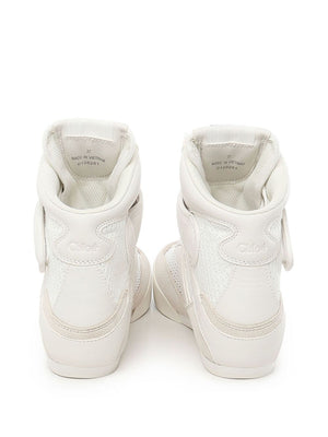 CHLOÉ High-Top Mesh and Suede Sneakers