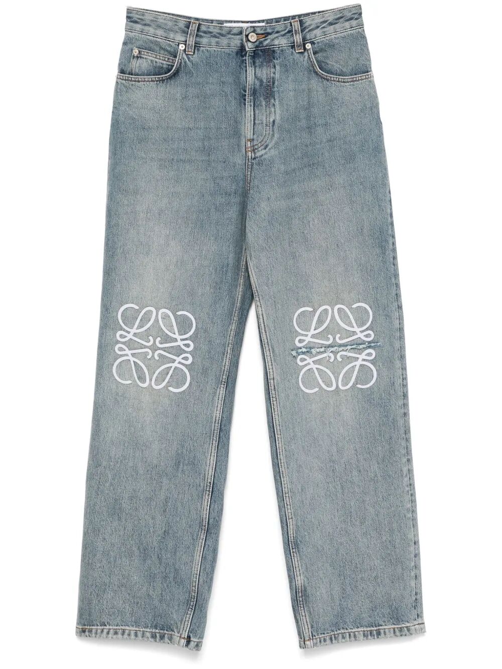 LOEWE Medium-Weight Washed Denim Anagram Baggy Jeans