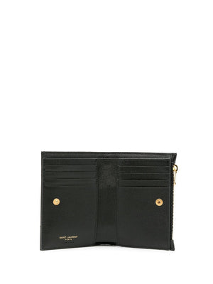 SAINT LAURENT PARIS Matelassé Leather Bi-Fold Wallet - W 13 x H 9.5 x D 2.5 cm