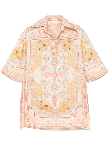 ZIMMERMANN Printed Linen Tunic with Side Pockets