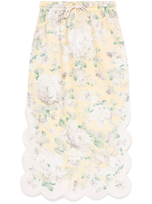 ZIMMERMANN Long Floral Linen Skirt