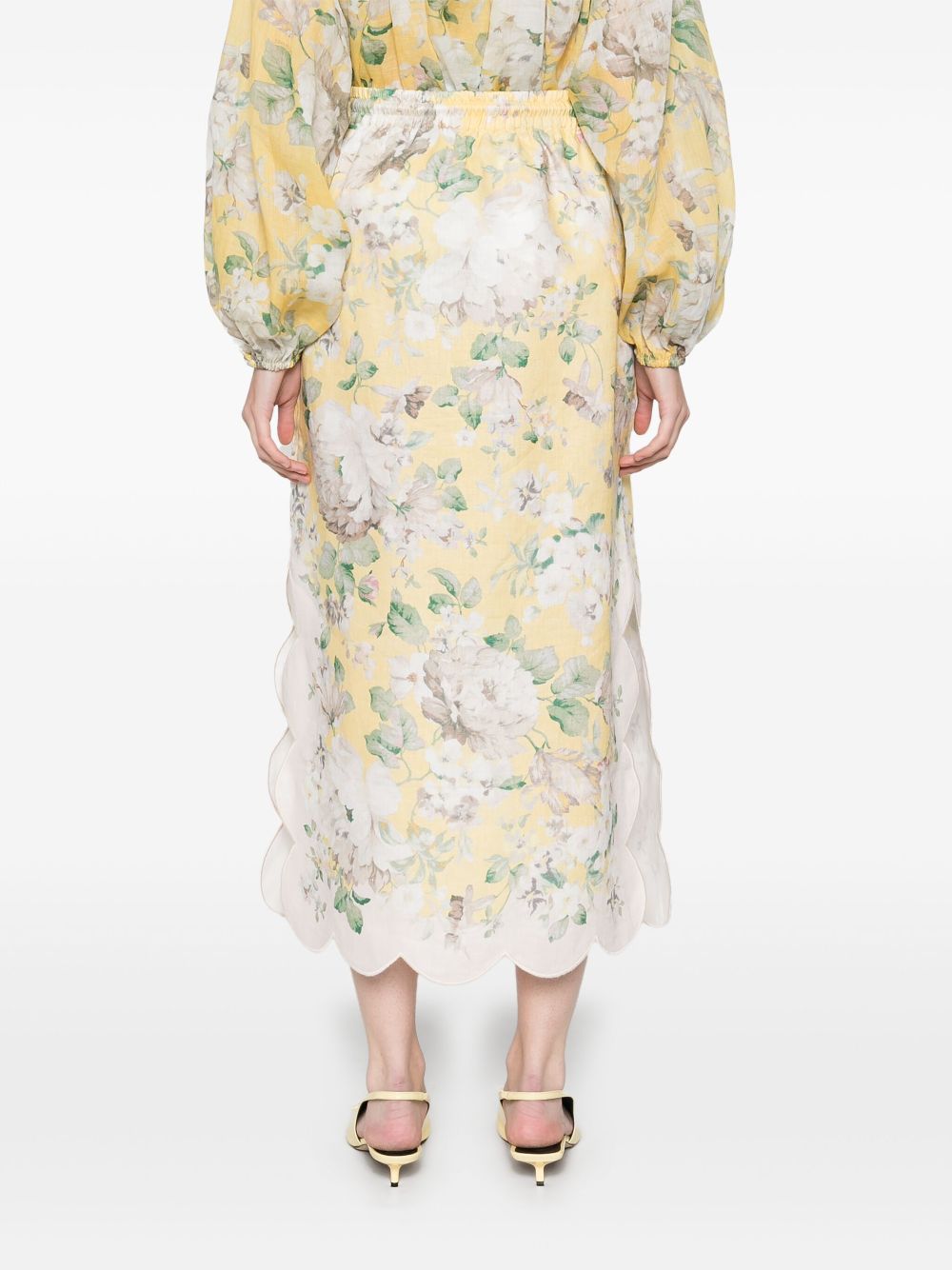 ZIMMERMANN Long Floral Linen Skirt