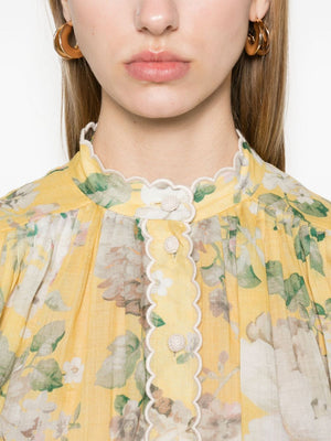 ZIMMERMANN Floral Print Blouse with Pleat Details