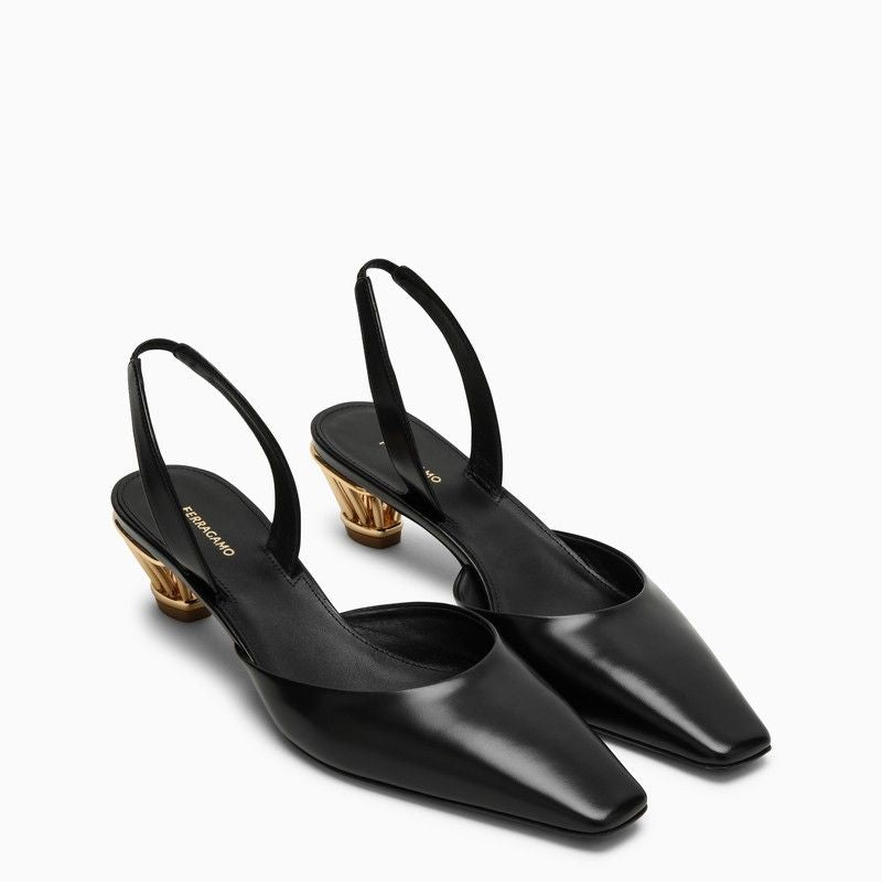 Ferragamo Elegant Slingback Pumps with Cage Heel