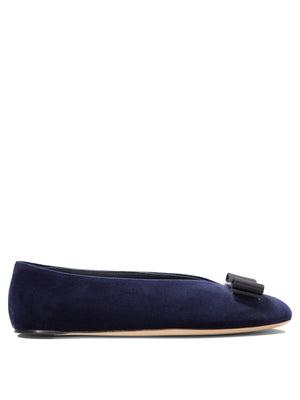 Ferragamo Elegant Velvet Vanna V Ballet Flats