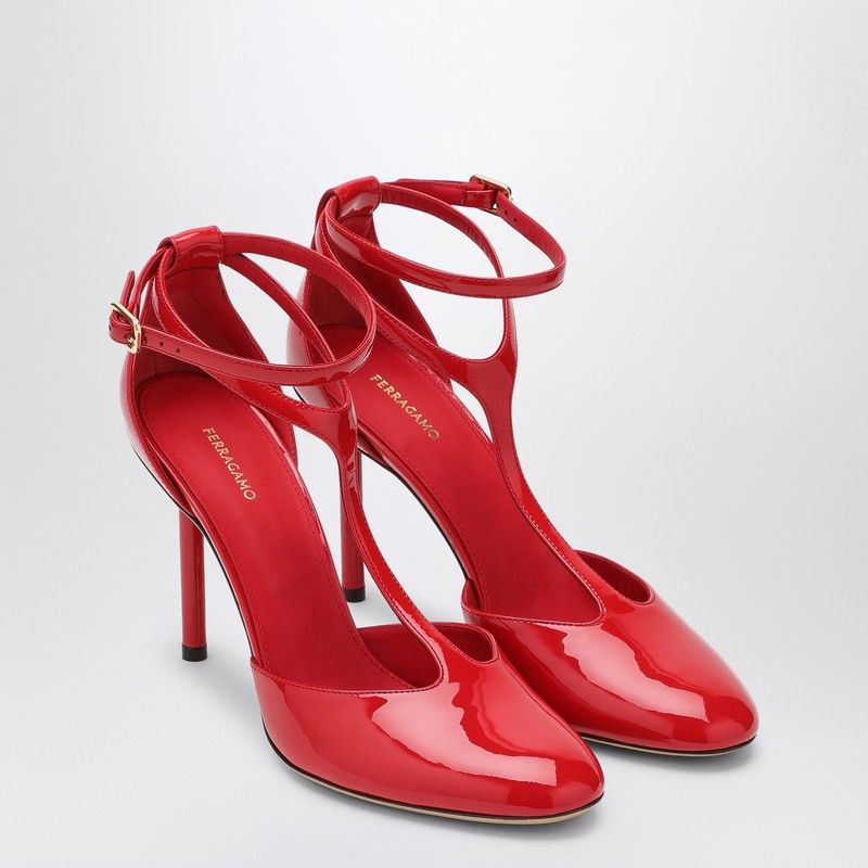 Ferragamo T-Strap Patent Leather Pumps