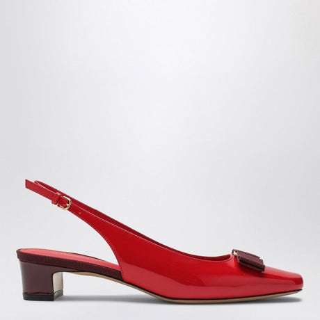 Ferragamo Elegant Slingback Pumps with Square Toe and Bow Detail