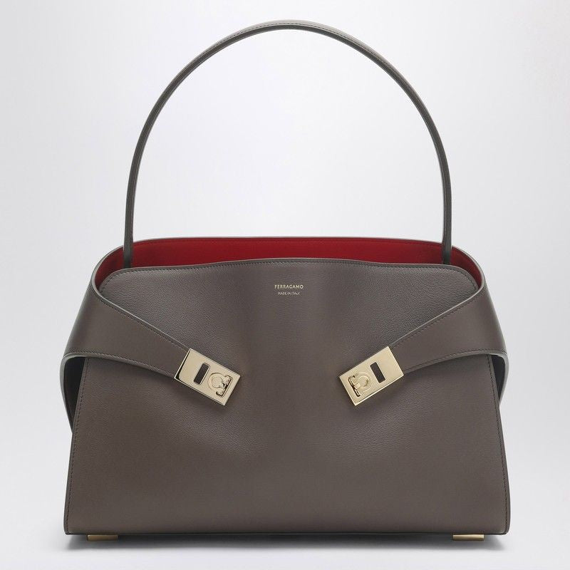 Ferragamo Medium Soft Clay and Red Shoulder Handbag