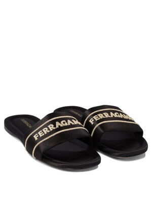 Ferragamo Elegant Satin and Leather Sandals for Women