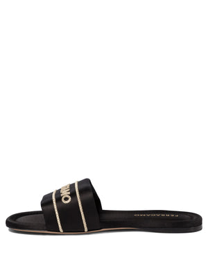 Ferragamo Elegant Satin and Leather Sandals for Women