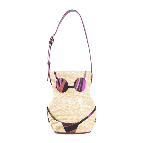 PUCCI Mini Handbag with Straw Design - W:15cm H:26cm D:15cm