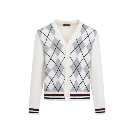 GUCCI Argyle Lurex Cardigan