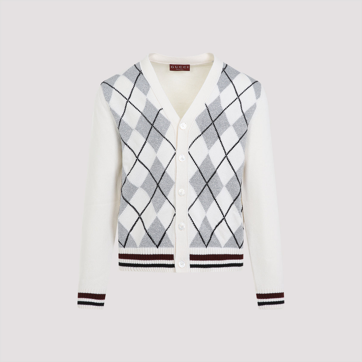 GUCCI Argyle Lurex Cardigan