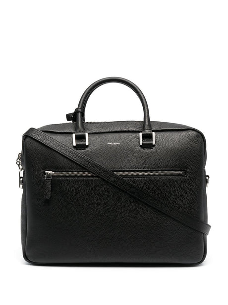 SAINT LAURENT PARIS Elegant Leather Briefcase 36x27x7 cm for Women