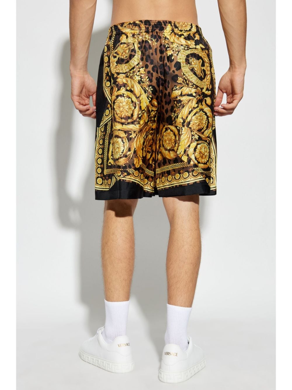 VERSACE Knee-Length Baroque Print Silk Shorts