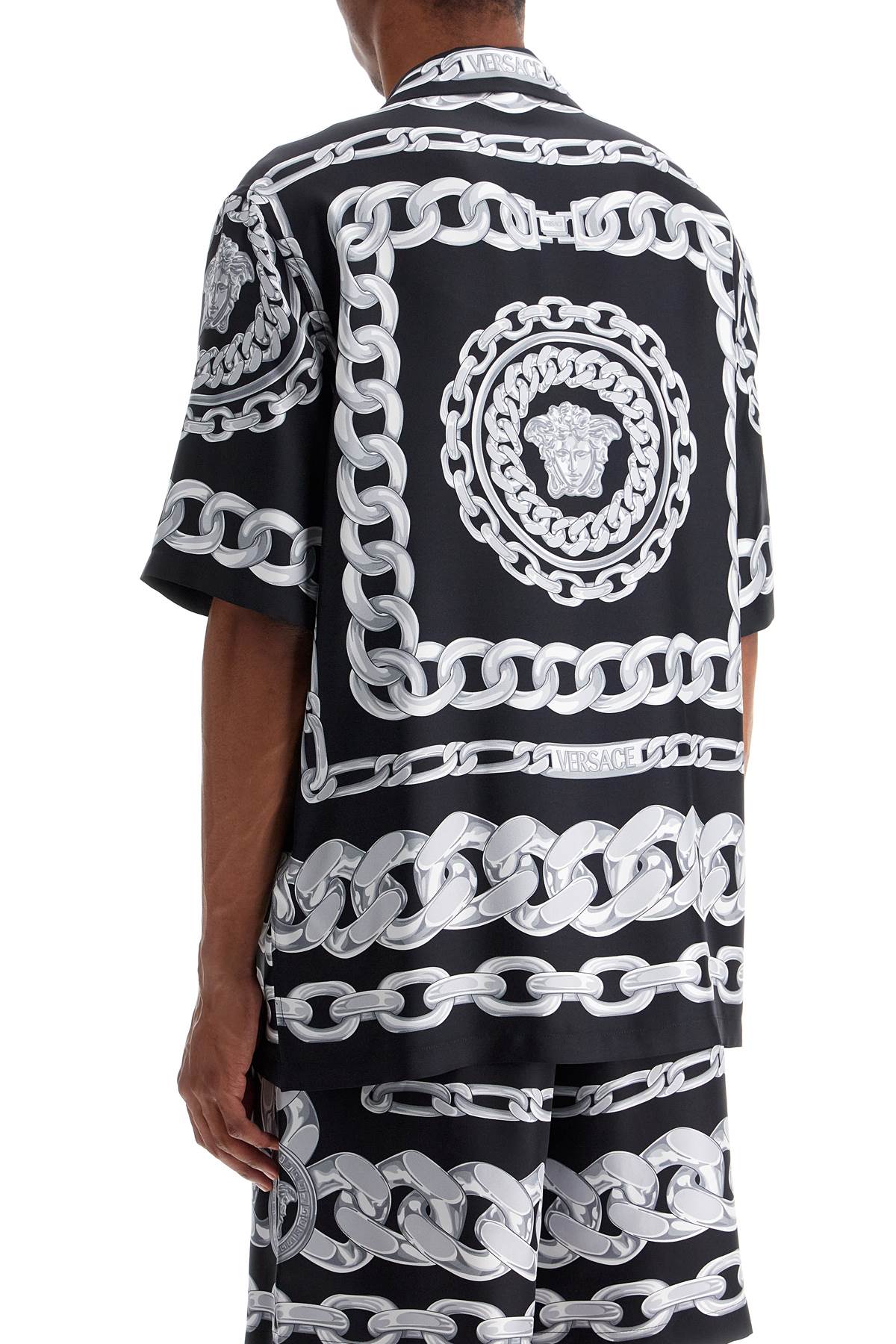 VERSACE Printed Silk Shirt with Medusa Chains  - SS25