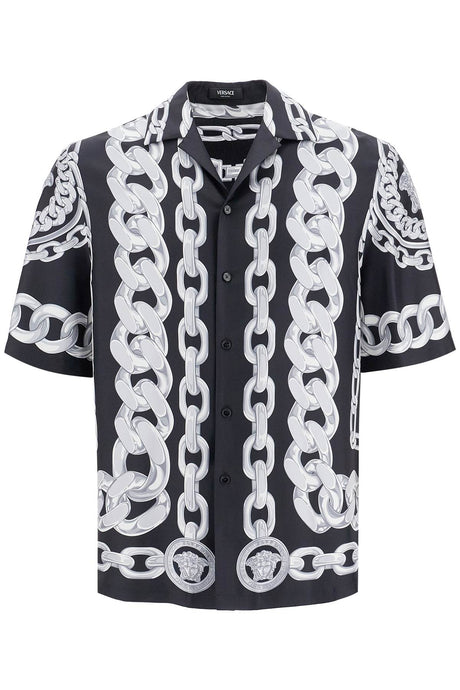 VERSACE Printed Silk Shirt with Medusa Chains  - SS25