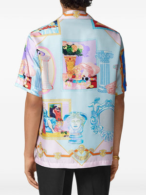 VERSACE Graphic Print Camp Collar Silk Shirt - SS25