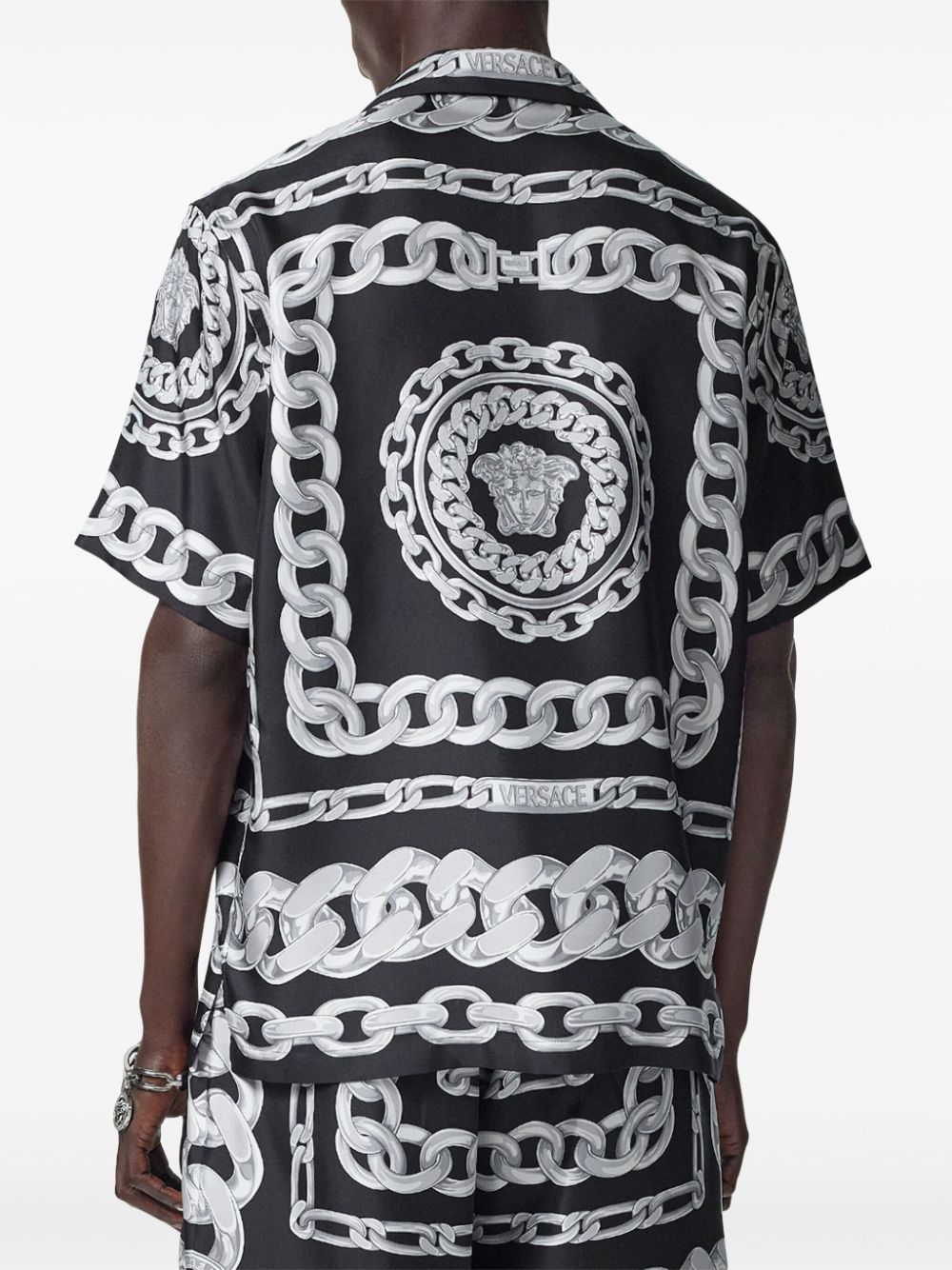 VERSACE Graphic Print Camp Collar Silk Shirt - SS25