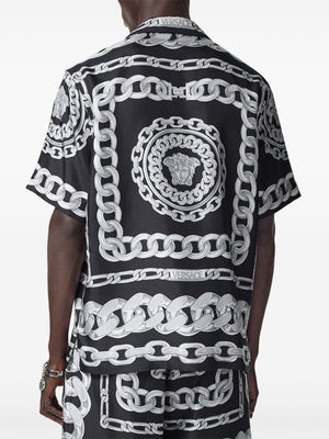 VERSACE Graphic Print Camp Collar Silk Shirt - SS25