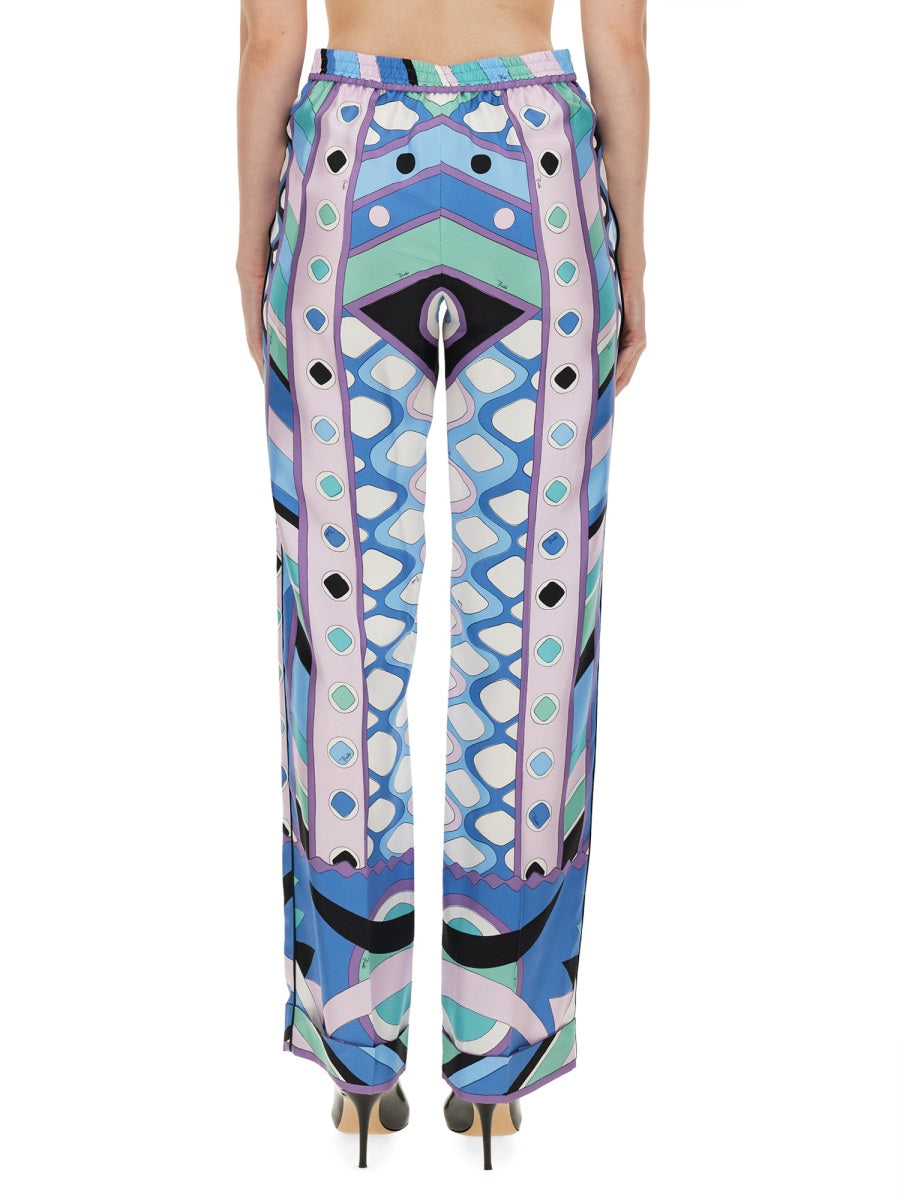 PUCCI Silk All-Over Print Pants - Size S