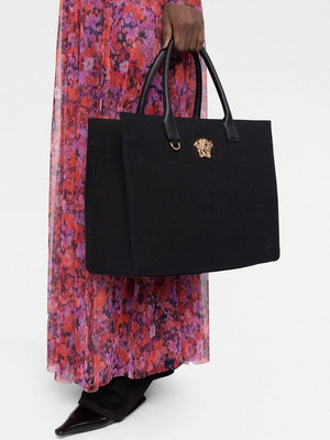 VERSACE The Medusa Cotton Canvas Tote with Gold Accents