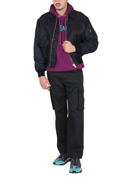 VERSACE Men's Stylish Bomber Jacket with Applied Logo - FW22 Collection