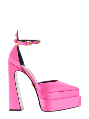 VERSACE Pointy Platform Pumps with Adjustable Heel