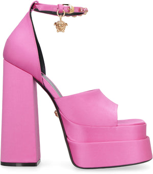 VERSACE Mini Satin Platform Sandals with Rhinestones