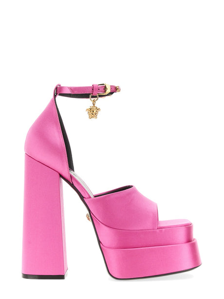 VERSACE Medusa Platform Sandals with Adjustable Heel - 15.5 CM