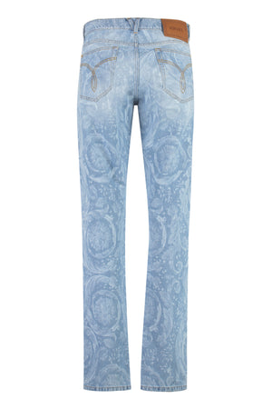 VERSACE All Over Logo Straight-Leg Jeans