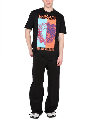 VERSACE Men's Drawstring Pants with Elastic Waistband