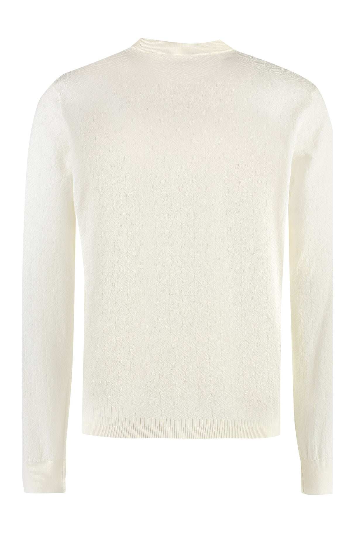 VERSACE Men's Ivory Long Sleeve Silk-Blend T-Shirt