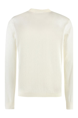 VERSACE Men's Ivory Long Sleeve Silk-Blend T-Shirt