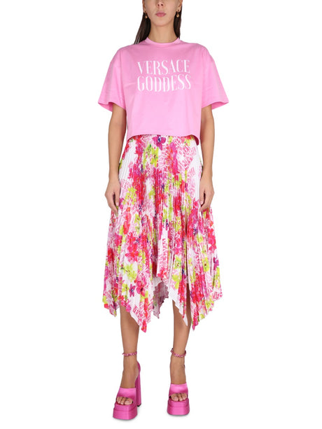 VERSACE Mini Pleated Skirt with Elastic Waistband