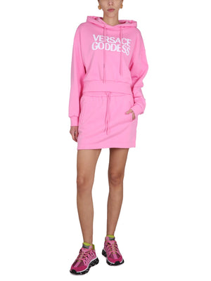 VERSACE Cropped Sweatshirt with Drawstring Hood