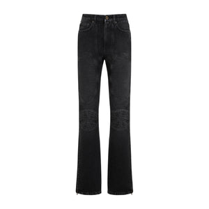 JEAN PAUL GAULTIER Denim Jeans with Lacing and Knee Bonding Detail