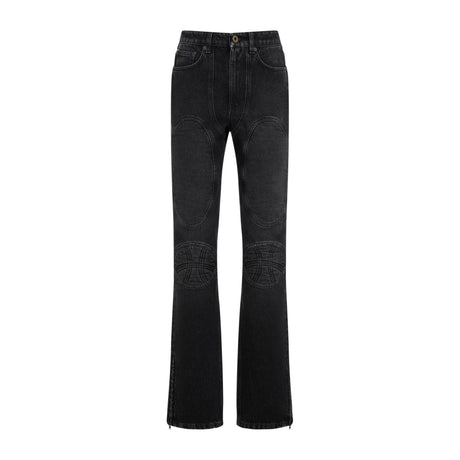 JEAN PAUL GAULTIER Denim Jeans with Lacing and Knee Bonding Detail