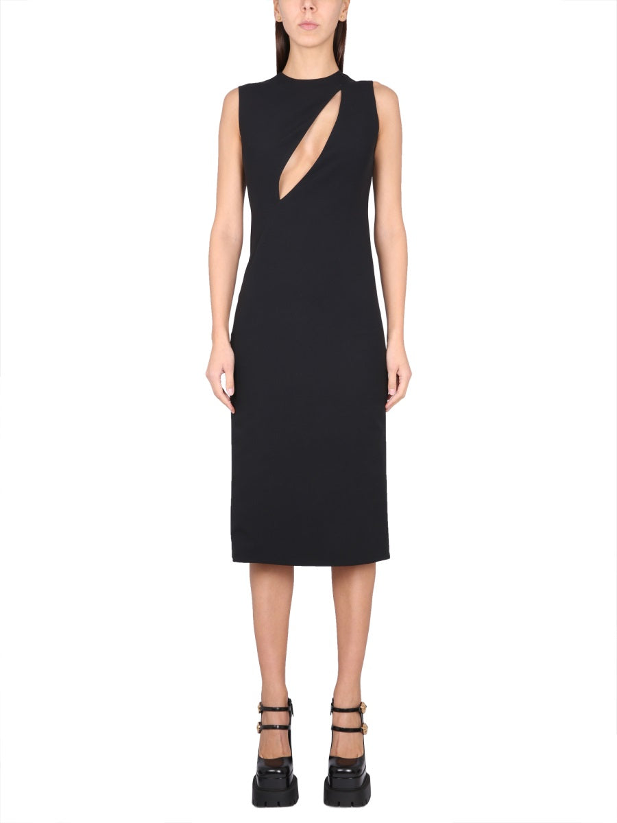 VERSACE Sleeveless Midi Dress with Cutouts