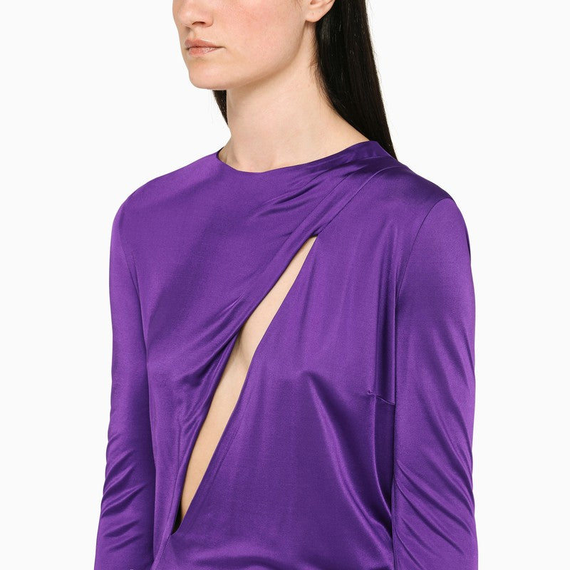 VERSACE Purple Cut-Out T-Shirt Mini Dress for Women - SS23 Collection