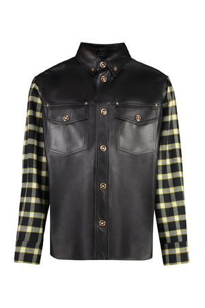 VERSACE Sophisticated Leather Shirt with Embellished Details