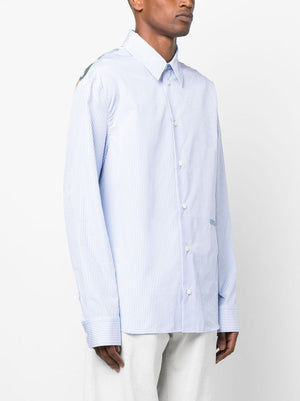 VERSACE Cotton Poplin Shirt with Seashell Baroque Polka Dot Back Print