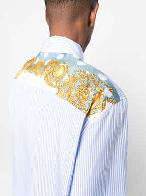 VERSACE Cotton Poplin Shirt with Seashell Baroque Polka Dot Back Print